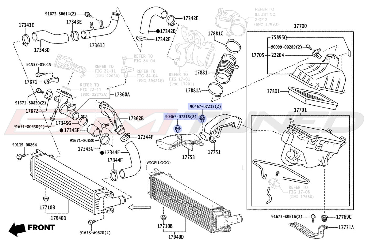 Toyota OEM Intake Snorkel Clips for 2023+ Corolla GR (9046707215)