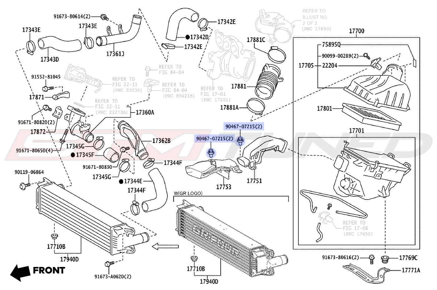 Toyota OEM Intake Snorkel Clips for 2023+ Corolla GR (9046707215)