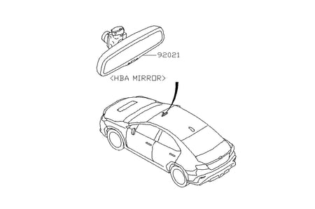 Subaru OEM Rear View Mirror with HBA for 2022 WRX (92021VC010)