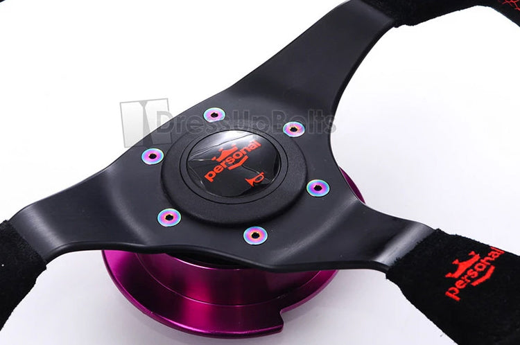 Titanium Steering Wheel Bolt Kit (ACC-003) installed on a steering wheel