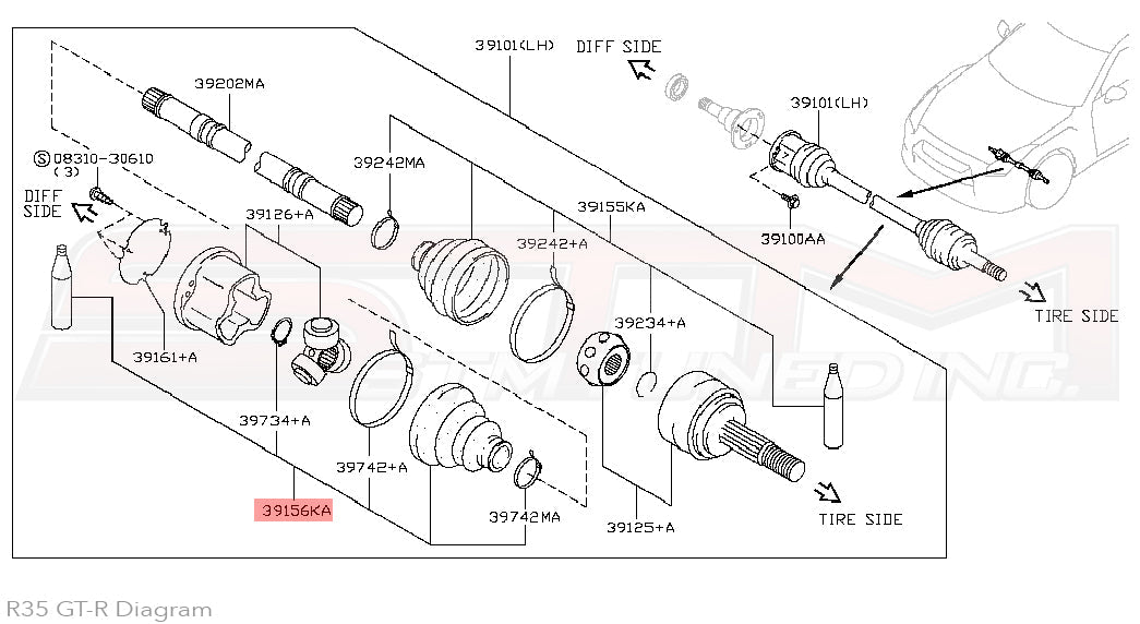 C9GDA-05U8 Nissan Dust Boot Repair Kit (LH Inner) - R35 GTR