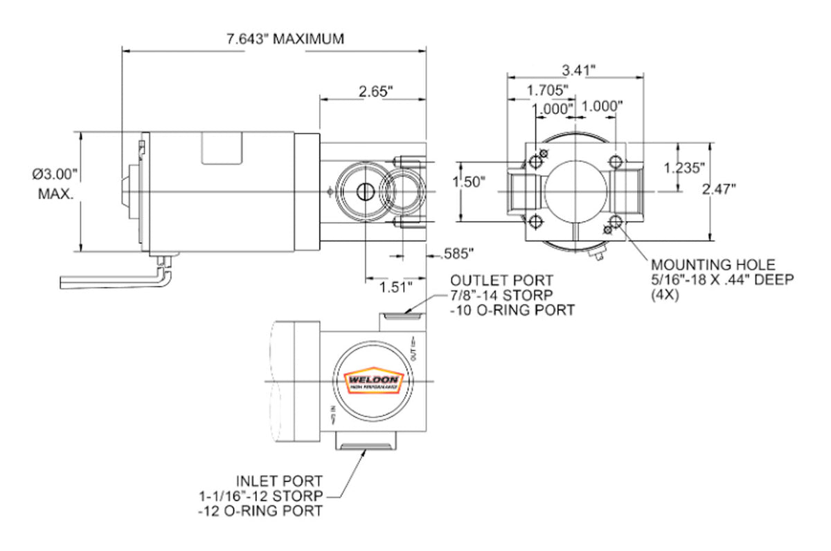 Weldon Fuel Pump All Fuel Types for over 1400 HP (D2035-A) Schematics