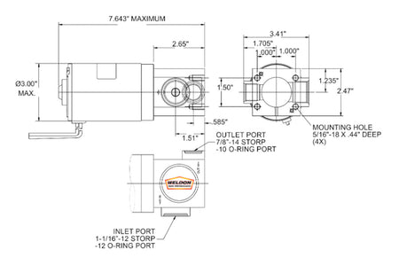 Weldon Fuel Pump All Fuel Types for over 1400 HP (D2035-A) Schematics
