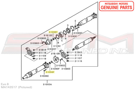 MA143517 Mitsubishi Rear Diff/Driveshaft/1G Axle Nut - Evo 4-9/X/DSM/3S
