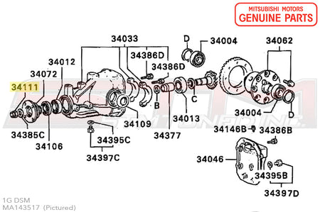 MA143517 Mitsubishi Rear Diff/Driveshaft/1G Axle Nut - Evo 4-9/X/DSM/3S