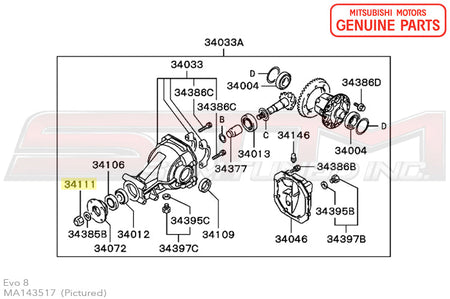 MA143517 Mitsubishi Rear Diff/Driveshaft/1G Axle Nut - Evo 4-9/X/DSM/3S