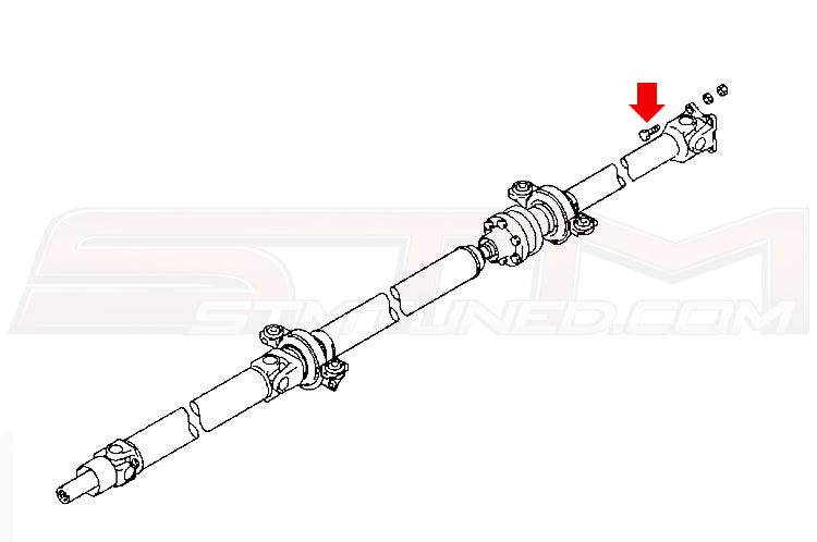 Mitsubishi OEM Driveshaft to Rear End Bolt Diagram (MB000938)  Image © STM Tuned Inc