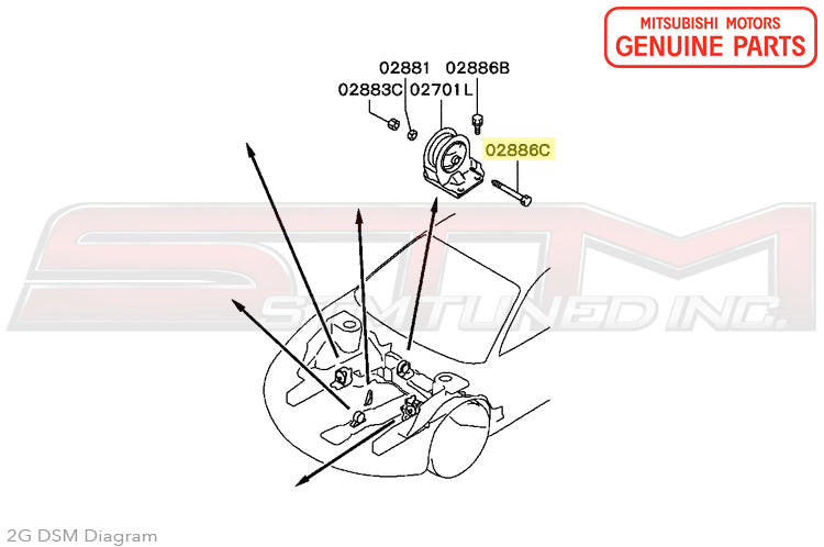 MB007173 Mitsubishi Rear Motor Mount Center Bolt - 2G DSM