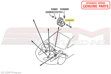 MB007173 Mitsubishi Rear Motor Mount Center Bolt - 2G DSM