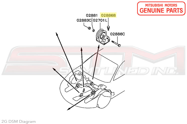 MB007176 Mitsubishi Rear Motor Mount Bolt - 2G DSM