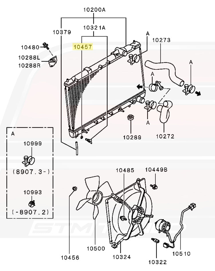 MB007701 OEM Radiator Drain Plug Oring (1G DSM Diagram)
