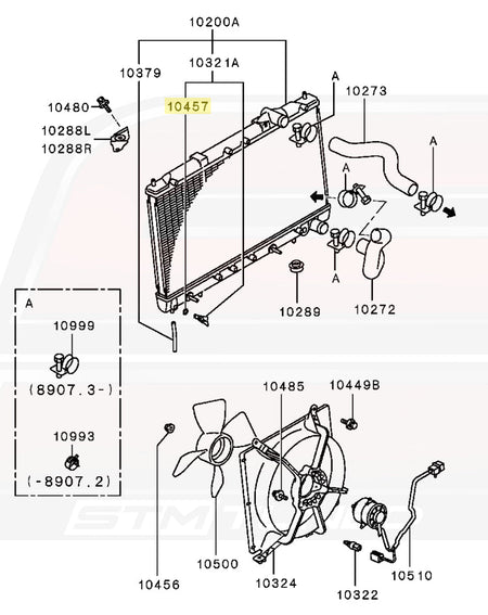 MB007701 OEM Radiator Drain Plug Oring (1G DSM Diagram)