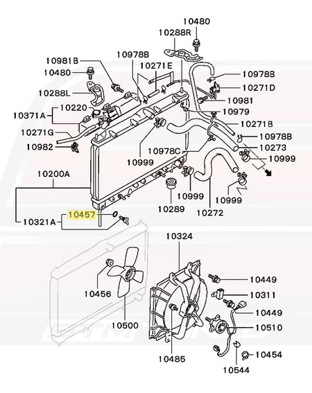 MB007701 OEM Radiator Drain Plug Oring (3000GT Diagram)