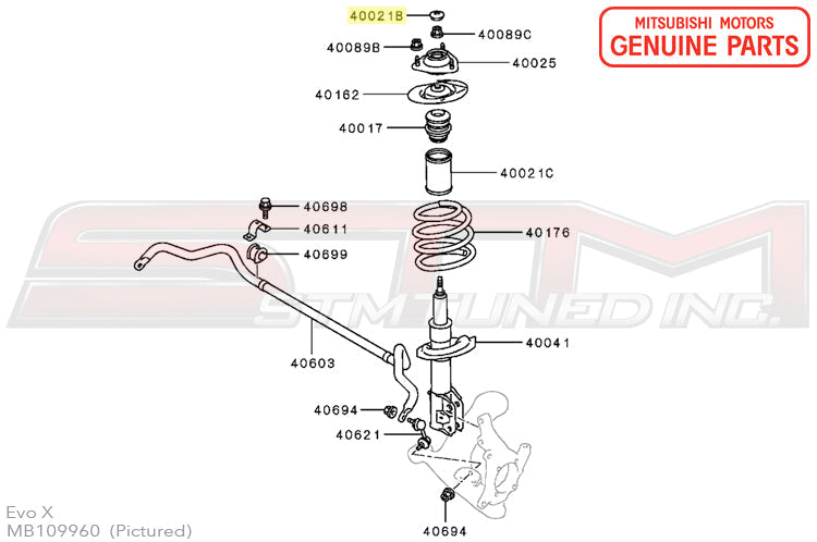 MB109960 Mitsubishi Front Suspension Strut Cover - Evo 7/8/9/X
