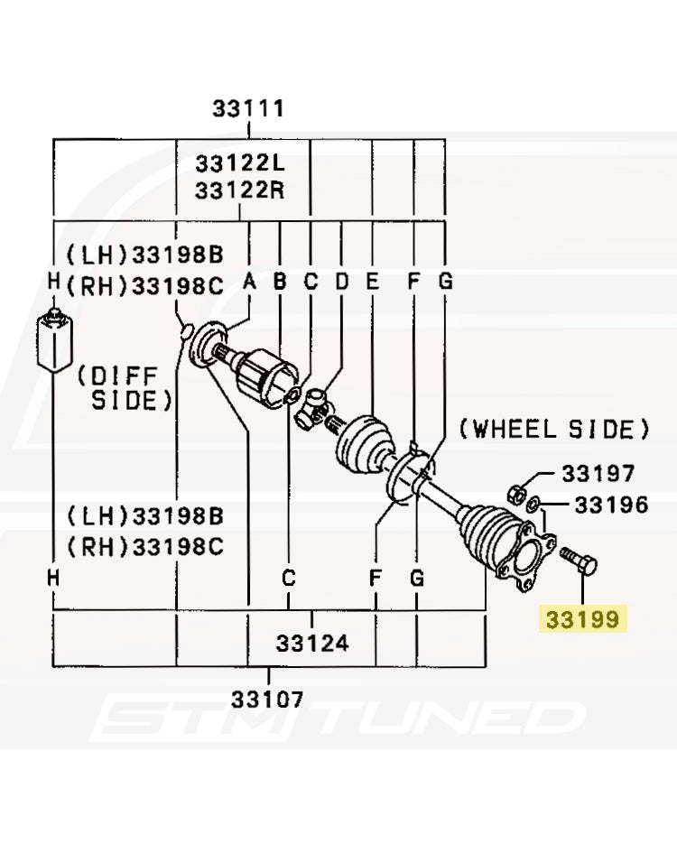 1991 1G DSM Eclipse GSX Axle Diagram