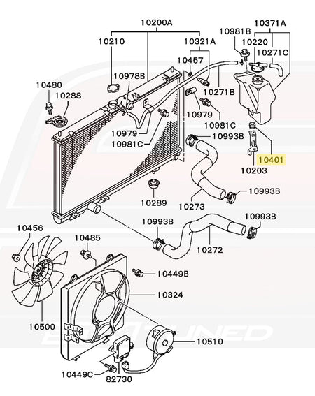 Mitsubishi OEM Coolant Overflow Cushion for Evo 7/8/9 (MB221305)