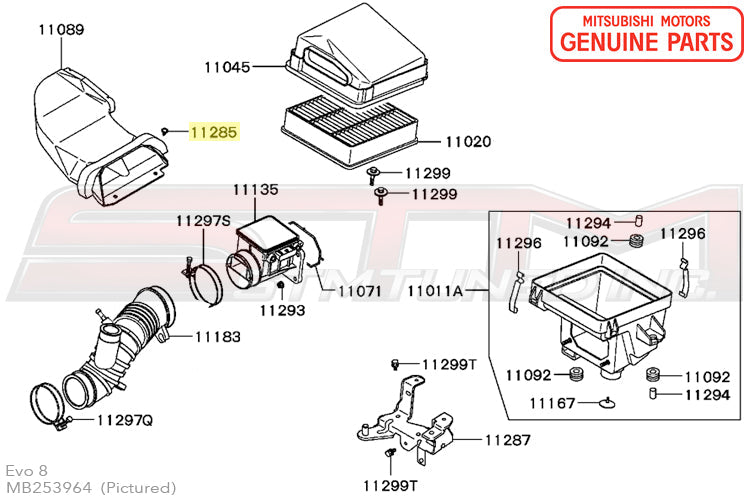 Mitsubishi Air Intake Front Bumper Clips (MB253964) - Evo 7/8/9