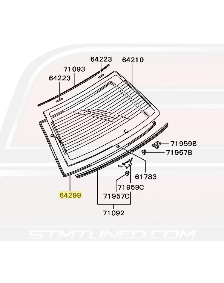 MB292508 Evo 7/8/9 Rear Window Diagram Evo 7/8/9  Image © STM Tuned Inc
