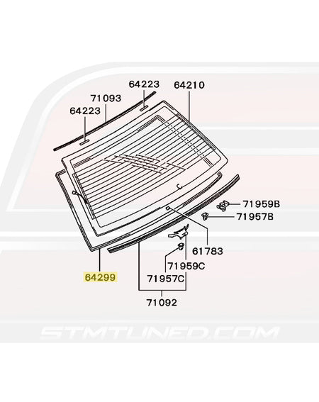 MB292508 Evo 7/8/9 Rear Window Diagram Evo 7/8/9  Image © STM Tuned Inc