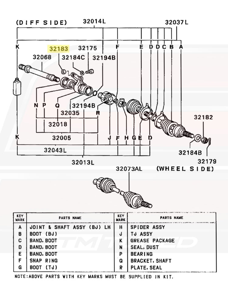 1991 Eclipse GSX Front Left Axle
