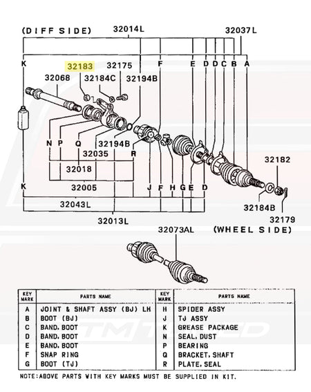 1991 Eclipse GSX Front Left Axle