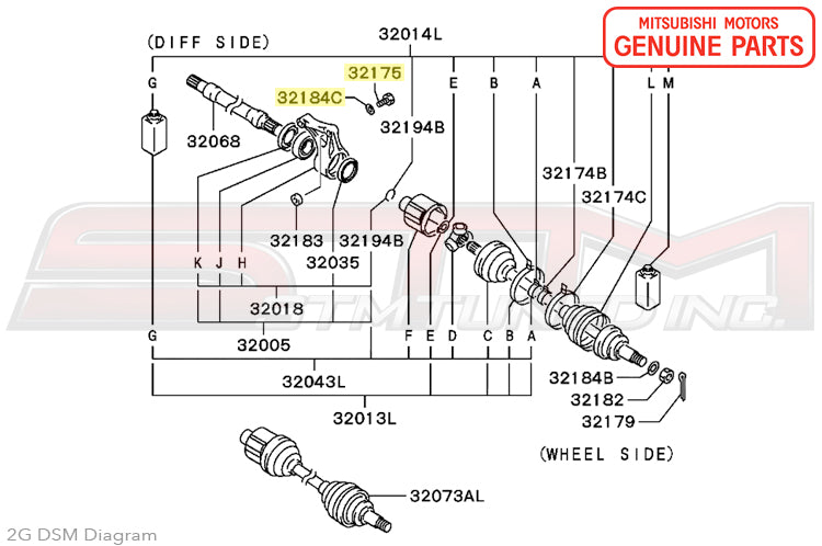 Mitsubishi Front LH Axle Bracket Bolt & Washer - 1G/2G DSM AWD