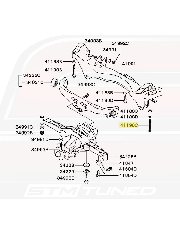 Mitsubishi OEM Rear Crossmember Bolt for Evo 7/8/9/X (MB303360)