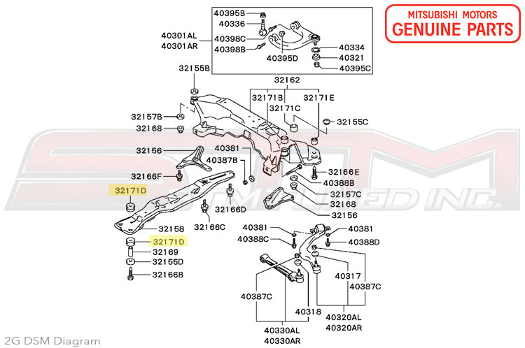 Mitsubishi Front Crossmember Bushings - 2G DSM