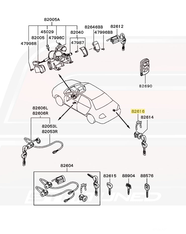 Mitsubishi OEM Trunk Lock Retainer Clip for Evo 8/9 (MB321058)
