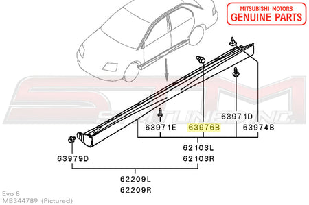 MB344789 Mitsubishi Side Skirt Clip - Evo 7/8/9
