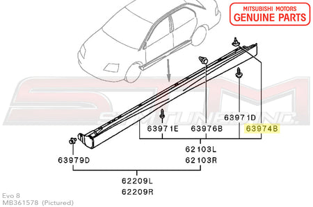 MB361578 Mitsubishi Side Skirt Clip - Evo 7/8/9