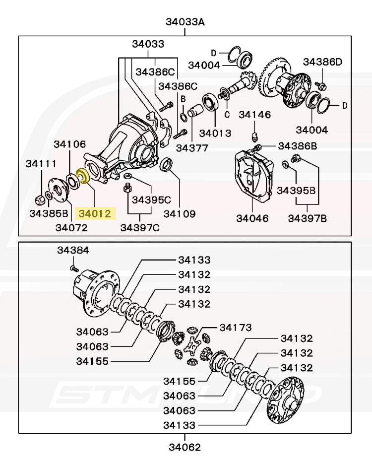 Mitsubishi OEM Rear Diff Shaft Bearing for Evo 8/9 (MB393955)
