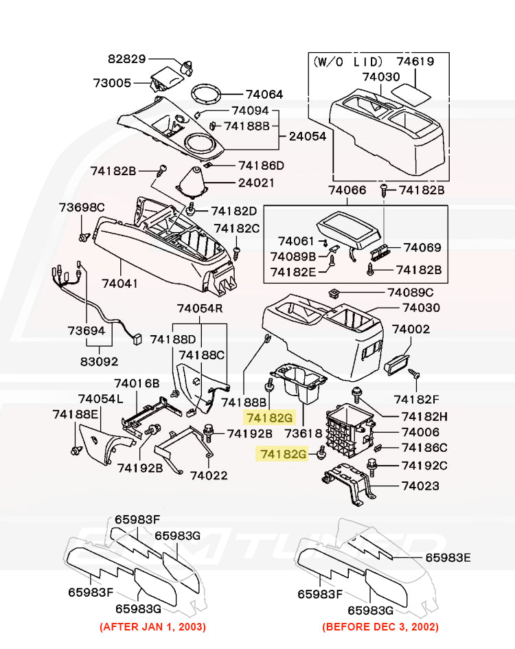 Mitsubishi OEM Cup Holder Console Screw for Evo 7/8/9 (MB409437)
