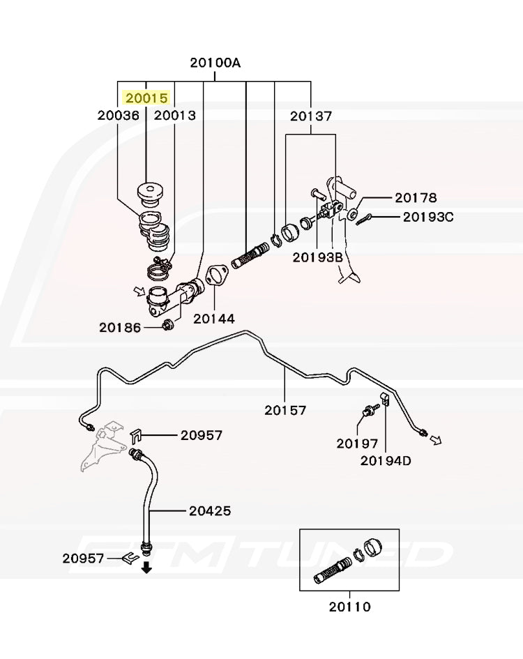 Mitsubishi OEM Clutch Master Cylinder Reservoir Cap (MB555135) 1G DSM Diagram