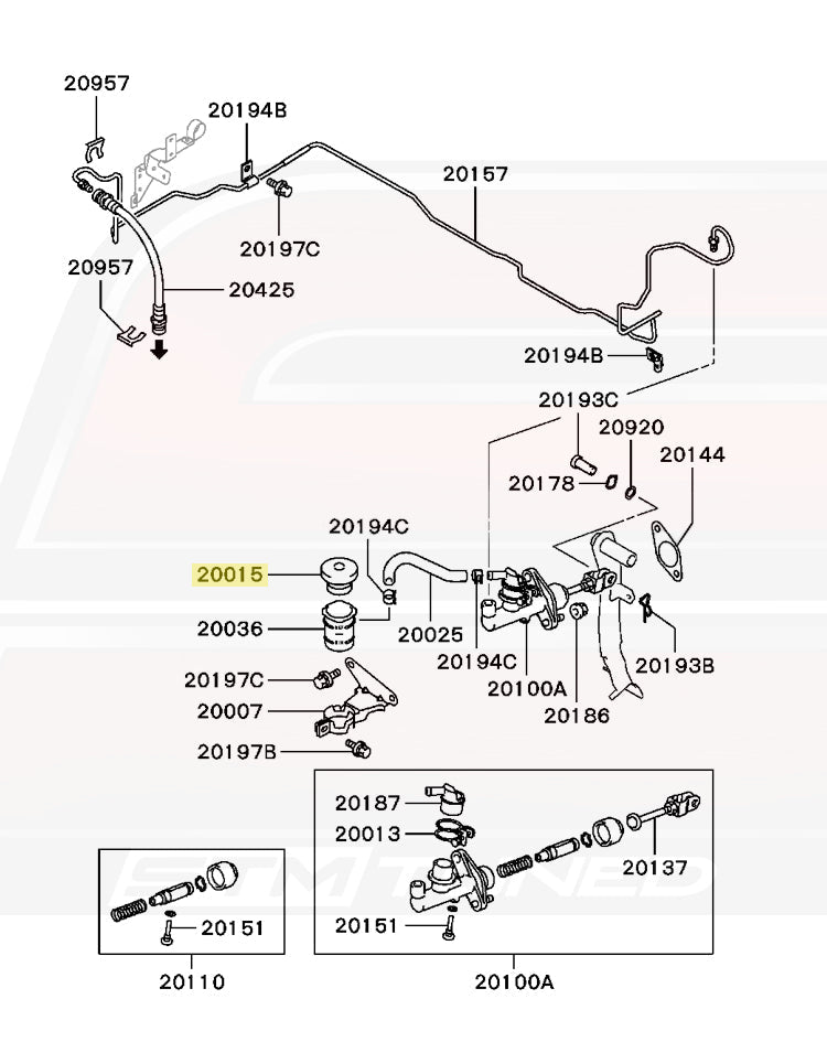 Mitsubishi OEM Clutch Master Cylinder Reservoir Cap (MB555135) 2G DSM Diagram