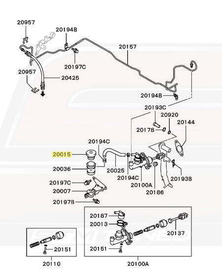 Mitsubishi OEM Clutch Master Cylinder Reservoir Cap (MB555135) 2G DSM Diagram