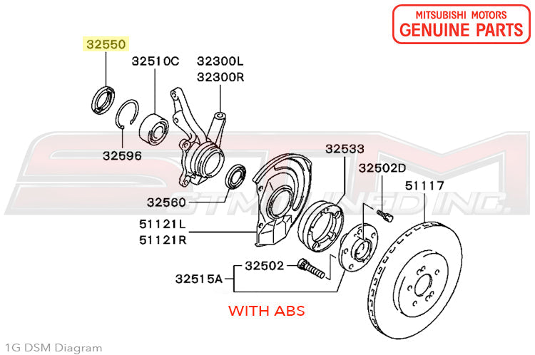 MB573309 Mitsubishi Front Wheel Hub Oil Seal - 1G DSM