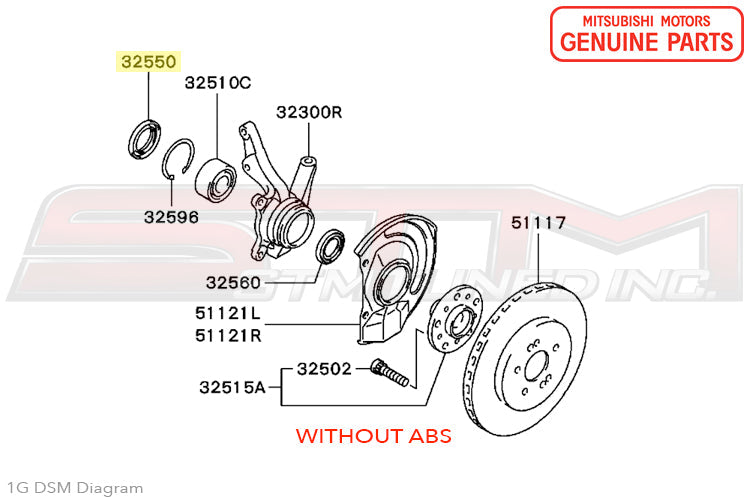 MB573309 Mitsubishi Front Wheel Hub Oil Seal - 1G DSM