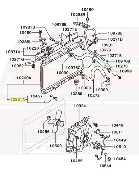 Mitsubishi OEM Radiator Drain Plug Diagram for 3000GT