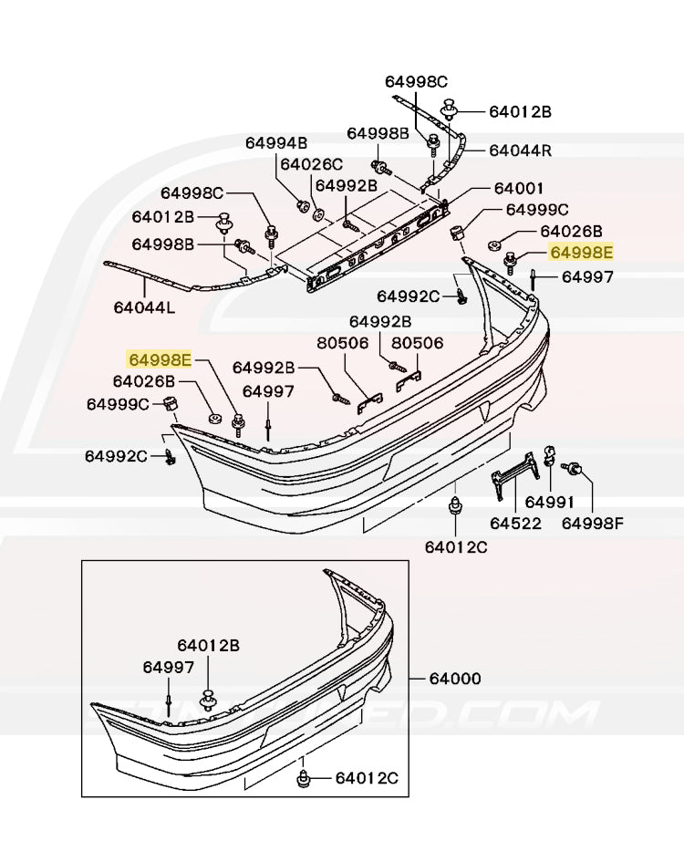 JDM Evo 7 Rear Bumper Diagram