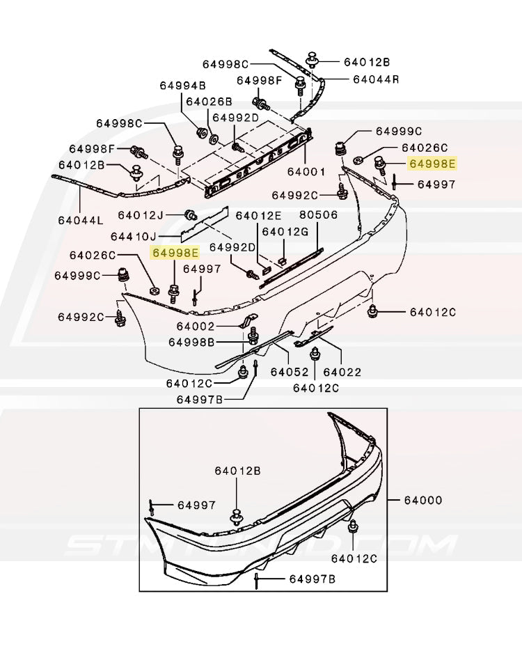 JDM Evo 9 Rear Bumper Diagram