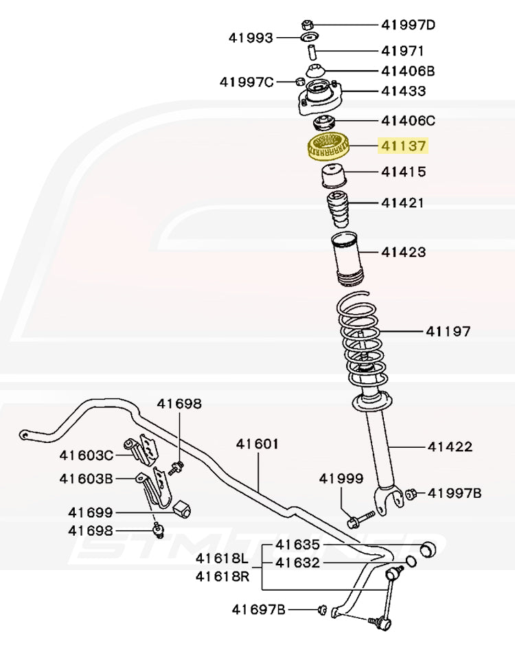 Mitsubishi OEM Rear Shock Bushing for Evo 7/8/9 (MB809280)