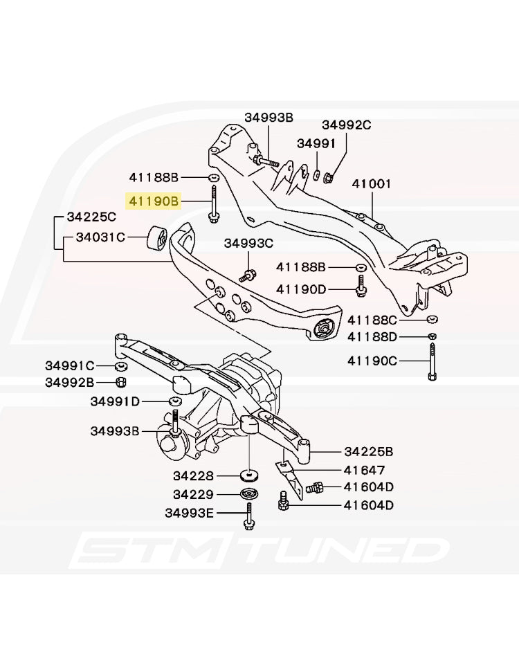 Mitsubishi OEM Rear Suspension Crossmember Bolt for Evo 7/8/9 (MB809344)