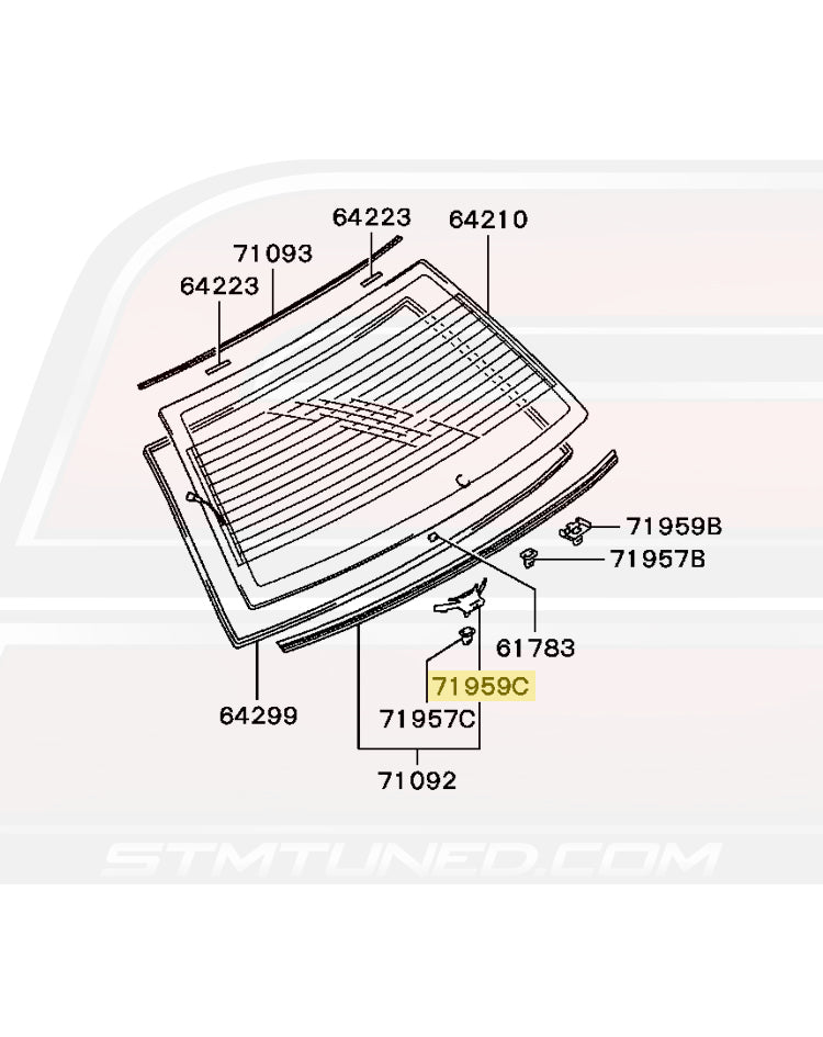 MB814155 Mitsubishi Rear Window Molding Clip Diagram for Evo 7/8/9