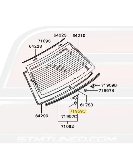 MB814155 Mitsubishi Rear Window Molding Clip Diagram for Evo 7/8/9