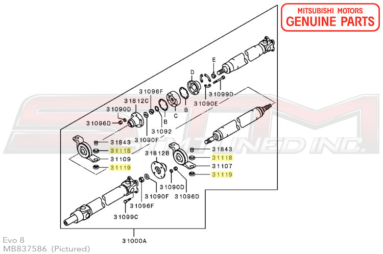 MB837586 Mitsubishi Driveshaft Center Bearing Insulator - Evo 8/9, 2G DSM