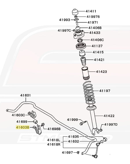 Mitsubishi OEM Rear Sway Bar Bracket Diagram Evo 4/5/6 (MB856471)