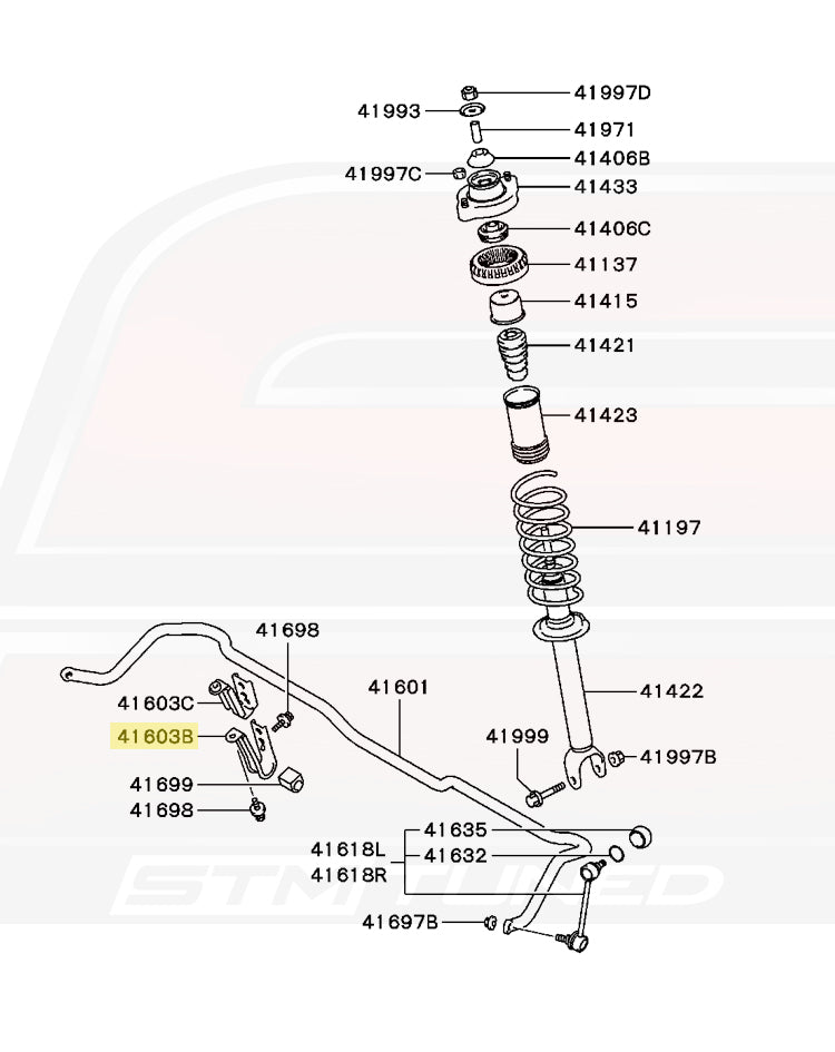 Mitsubishi OEM Rear Sway Bar Bracket Diagram Evo 7/8/9 (MB856471)