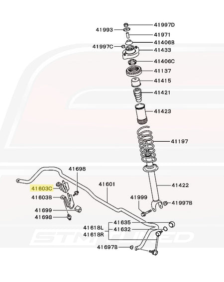 Mitsubishi OEM Rear Sway Bar Bracket Diagram for Evo 7/8/9 (MB856472)
