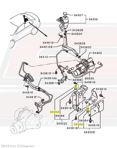 MB870574 Evo X AYC Bracket Spacer Diagram